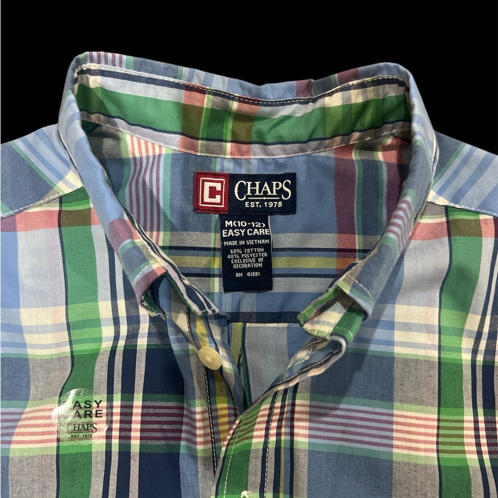 Chaps Blue and Green Casual Button Down Shirt - Picture 1 of 3